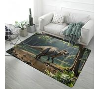 Tapis pour Enfants 3D Dinosaures Tyrannosaures Forêt, Tapis de Sol Décoratif pour Chambre Adolescent, Anti-Slip Gaming Rug for Game Room, Bedside Runner Carpet, 160x230 cm, Color 4