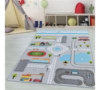 Tapis pour Enfants avec Motif de Route, Lavable, Doux, antidérapant, pour l'apprentissage et Le Jeu, garçons & Filles, Tapis pour Chambre d'enfant Taille: 80 x 120 cm, Couleur: Gris-2