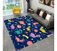 Tapis pour Enfants de Dinosaure Mignon D'espace de Dinosaure de Dessin Animé 3D Fille D'adolescent pour la Décoration de Paillasson de Canapé de Chambre à Coucher de Salon (Colorful 5,160x200 cm)