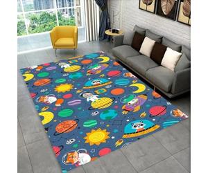 Tapis pour Enfants de Dinosaure Mignon D'espace de Dinosaure de Dessin Animé 3D Fille D'adolescent pour la Décoration de Paillasson de Canapé de Chambre à Coucher de Salon (Colorful 1,80x160 cm)