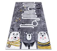 Tapis pour Enfants Junior 52107.801 Ours, Animaux, Rues, pour Les Enfants, antidérapant - Gris 120 x 170 cm
