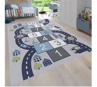 Tapis pour enfants, Tapis de jeu pour chambres d'enfants, Boîtes gonflables et rues, Gris [100x200 cm]