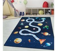 Tapis pour Enfants Teppium, Tapis d'apprentissage Spatial avec Chiffres, Tapis de Jeu Lavable pour Garçons & Filles, Marine, 140 x 200 cm