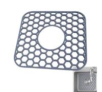 Tapis pour évier, tapis de protection pour plan de travail en silicone, tapis en nid d'abeille avec égouttoir central, pour appartement, gris (31,5 cm x 29,2 cm)