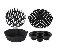 Tapis Pour Friteuse À Air,4 Pièces Tapis Silicone pour Panier Friteuse Air - Plateau Anti-Adhésif Résistant à la Chaleur pour Cuisson Rôtissage Micro-Ondes