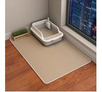 Tapis pour litière pour chat - 75 x 55 cm, tapis imperméable double couche en EVA pour bac à litière et toilettes pour chat(jaune)
