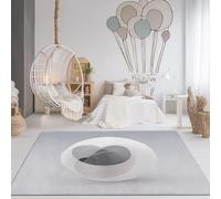 Tapis pour salon 160 x 230 cm, tapis imprimés cubisme sphère minimaliste moderne et doux, tapis blanc et gris à poils courts lavables et antidérapants, pour salon, chambre, salle à manger, bureau