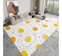 Tapis pour Salon Antidérapant 160 x 230 cm, Tapis Lavables à Poils Courts Dessin À La Main Minimaliste Vibrant Œuf Frit pour Cuisine Salle à Manger Bureau et Chambre - Décoration Intérieure, Blanc