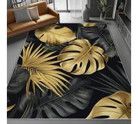 Tapis pour salon avec imprimé feuilles tropicales, style luxueux et léger, doux, facile d'entretien, à poils courts, ne peluche pas, pour chambre, salle à manger, salon, cuisine, 120 x 170 cm