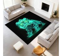Tapis pour Salon, Chambre à Coucher, Doux à Poils Courts et, Aantidérapant Lavable en Machine, pour Cuisine Salle à Manger et Extérieur 60 cm x 120 cm Noir Mystérieux Lumineux Danse du Lion