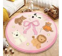 Tapis pour Salon Chambre Moelleux Doux Antidérapant Intérieur Filles Enfants éducatif Coucher Salle Jeux Vert Décoration Grand Coussinets Protecteurs Tapis Animal Lapin Lion (Rose, 80x80cm)