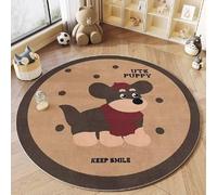 Tapis pour Salon Chambre Moelleux Doux Antidérapant Intérieur Filles Enfants éducatif Coucher Salle Jeux Vert Décoration Grand Coussinets Protecteurs Tapis Animal Lapin Lion (Marron, 120x120cm)