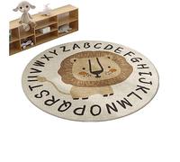 Tapis pour Salon Chambre Moelleux Extra Doux Confortable Antidérapant Intérieur Filles Enfants éducatif Coucher Salle Jeux Décoration Grand Beige Alphabet Animaux Lion(gris1 120x120CM)