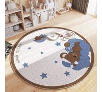 Tapis pour Salon Chambre Moelleux Extra Doux Confortable Golbal Carte Antidérapant Intérieur Fille Enfant éducatif Coucher Salle Jeux Décoration Grand Tapis étoile Lion Our (Blanc, 120x120cm)