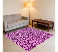 Tapis pour salon, entrée, chambre à coucher, petit tapis doux, lavable en machine, poils courts, antidérapant, moderne, imprimé léopard unique, rose violet 70 x 70 cm