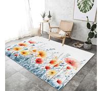 Tapis pour salon Fleurs sauvages imprimées à l'aquarelle, style aquarelle, doux, facile d'entretien, à poils courts, ne peluche pas, pour chambre, salle à manger, salon, cuisine, 80 x 150 cm