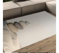 Tapis pour Salon - Rugs lavables Pierres empilées Design Beige Neutre Gris Rugs minimalistes à Poils Bas pour Chambre Maison Spa Tapis d’intérieur 100x200cm