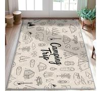 Tapis pour tente, aventure en plein air, feu de camp, ours d'été, beige, tapis d'intérieur à poils courts qui ne perd pas ses poils pour salle de bain, porte, entrée, chevet, 0,9 x 1,5 m