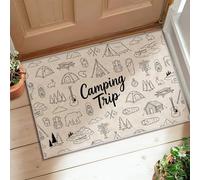 Tapis pour tente, aventure en plein air, feu de camp, ours d'été, beige, tapis rectangulaire à poils ras qui ne perd pas ses poils pour salle de bain, entrée, chevet, buanderie, 61 x 0,9 m