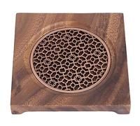 Tapis pour théière Walnut Square, sous-Verre d'isolation Thermique pour théière et Tasses, en Bois Naturel avec Cadre métallique, Design Creux, Tampon Anti-brûlure pour Salon et sa