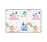 Tapis princesse dessin animé pour salon, chambre à coucher, joli tapis avec envers antidérapant en flanelle lavable pour décoration de maison et bureau 60 x 90 cm