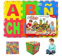Tapis Puzzle 36 Carreaux, 31 x 31 en Mousse EVA pour bébé, Tapis de Puzzle en Mousse avec Alphabet Espagnol emboîtable au Sol pour Jouer et Faire de l'exercice pour bébés et Tout-Petits, Cou
