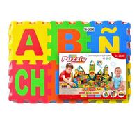 Tapis puzzle 36 carreaux, 31 x 31 en mousse EVA pour bébé, tapis de puzzle en mousse avec alphabet espagnol emboîtable au sol pour jouer et faire de l'exercice pour bébés et tout-petits, couleur aléa