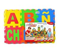 Tapis puzzle 36 carreaux, 31 x 31 en mousse EVA pour bébé, tapis de puzzle en mousse avec alphabet espagnol emboîtable au sol pour jouer et faire de l'exercice pour bébés et tout-petits, couleur