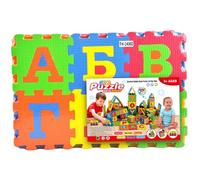 Tapis puzzle 36 carreaux, 31 x 31 en mousse EVA pour bébé, tapis de puzzle en mousse avec alphabet russe emboîtable au sol pour jouer et faire de l'exercice pour bébés et tout-petits, couleurs as
