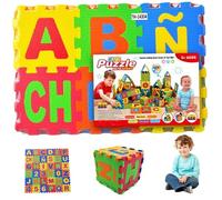 Tapis Puzzle 36 Carreaux Tapis de bébé Alphabet Russe pour Sol de bébé en Mousse EVA 31x31 pour Sol emboîtable Puzzles en Mousse Alphabet Espagnol pour Jouer et Faire l'exercice.
