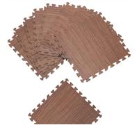 Tapis puzzle aspect bois 8 pièces brun Tapis de sol protection 45 x 45 cm anti-dérapant bruit hydrofuge