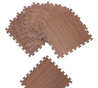 Deuba Tapis Puzzle Aspect Bois 8 pièces Brun Tapis de Sol Protection 45 x 45 cm Anti-dérapant Bruit Hydrofuge