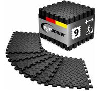 Tapis Puzzle de Fitness noir 9 fragments de 30x30x1 cm