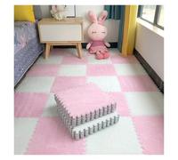 Tapis Puzzle en Mousse Douce Tapis en Peluche Doux Mousse Eva, Puzzle, Chaud, emboîtable, for Nourrissons, 30x30x1cm(White-Pink,16PCS)