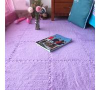 tapis puzzle en mousse, Lot de 10 tapis sol en mousse à emboîter, 30 x cm, carrés, doux, for salon, chambre coucher(Purple)