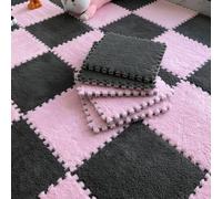 tapis puzzle en mousse, Lot de 10 tapis sol en mousse à emboîter, 30 x cm, carrés, doux, for salon, chambre coucher(Pink+gray)