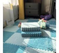tapis puzzle en mousse, Lot de 10 tapis sol en mousse à emboîter, 30 x cm, carrés, doux, for salon, chambre coucher(Light Blue+blue)