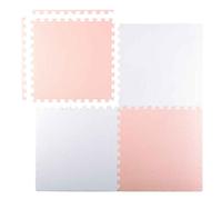 Tapis puzzle en mousse - RICOKIDS - 60x60 cm - Pêche et Blanc - Antidérapant - Sans BPA - Mousse EVA - Facile à nettoyer