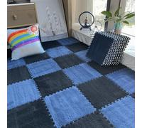 tapis puzzle en mousse, Tapis de sol en mousse EVA à poils longs, tapis salon doux et imbriqué, épais moelleux for chambre coucher(Style V)