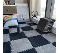 tapis puzzle en mousse, Tapis de sol en mousse EVA à poils longs, tapis salon doux et imbriqué, épais moelleux for chambre coucher(Style S)