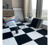 tapis puzzle en mousse, Tapis de sol en mousse EVA à poils longs, tapis salon doux et imbriqué, épais moelleux for chambre coucher(Style R)