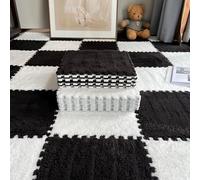tapis puzzle en mousse, Tapis moelleux à poils longs for chambre coucher, isolation phonique, peut être recadré, protège le sol, 10 pièces(Style T,30 x 30 cm (Rectangular))