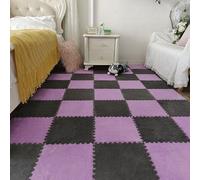 tapis puzzle en mousse, Tapis moelleux à poils longs for chambre coucher, isolation phonique, peut être recadré, protège le sol, 10 pièces(Style K)