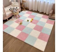 tapis puzzle en mousse, Tapis moelleux à poils longs for chambre coucher, isolation phonique, peut être recadré, protège le sol, 10 pièces(Style R,10 pieces)