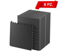 Tapis en Caoutchouc Fitnesss 60 x 60 cm à encaissement Puzzle Sol Gym Matelas antidérapant Tatami Karate Sol composable (8 pièces)