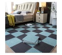 Tapis Puzzle for Sol, 12 pièces de 10 mm d'épaisseur, carrés et Moelleux, en Mousse EVA, antidérapants, for Chambre à Coucher, Salle de Jeux, Noir et Abricot(Black+Light Green,30x30cm)