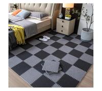 Tapis Puzzle for Sol, 12 pièces de 10 mm d'épaisseur, carrés et Moelleux, en Mousse EVA, antidérapants, for Chambre à Coucher, Salle de Jeux, Noir et Abricot(Dark Gray+Light Gray,30x30cm)