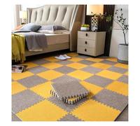 Tapis Puzzle for Sol, 12 pièces de 10 mm d'épaisseur, carrés et Moelleux, en Mousse EVA, antidérapants, for Chambre à Coucher, Salle de Jeux, Noir et Abricot(Yellow+Light Brown,30x30cm)