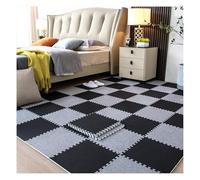 Tapis Puzzle for Sol, 12 pièces de 10 mm d'épaisseur, carrés et Moelleux, en Mousse EVA, antidérapants, for Chambre à Coucher, Salle de Jeux, Noir et Abricot(Black+Light Gray,60x60cm)