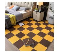 Tapis Puzzle for Sol, 12 pièces de 10 mm d'épaisseur, carrés et Moelleux, en Mousse EVA, antidérapants, for Chambre à Coucher, Salle de Jeux, Noir et Abricot(Yellow+Dark Brown,60x60cm)
